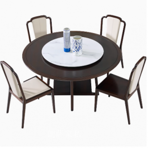 产品图片：家具企业朗萨家私客卧家具产品名称《实木带转盘圆餐桌》议价