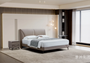 产品图片：家具企业梦神集团客卧家具产品名称《格序皮床》议价