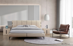 产品图片：家具企业玛迪亚客卧家具产品名称《玛迪亚真皮床》议价