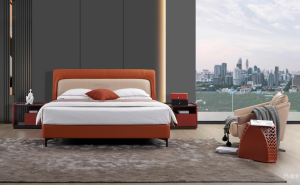 产品图片：家具企业玛迪亚客卧家具产品名称《玛迪亚意式真皮床》议价