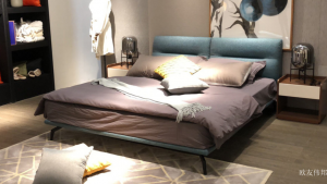 产品图片：家具企业欧友伟邦客卧家具产品名称《简约布艺床》议价